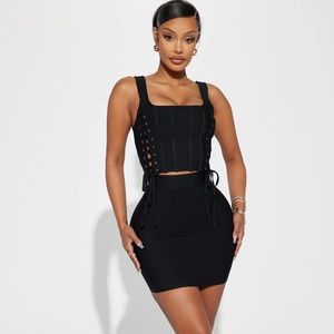 Fashion Nova Rhea Lace Up Bandage Corset Top